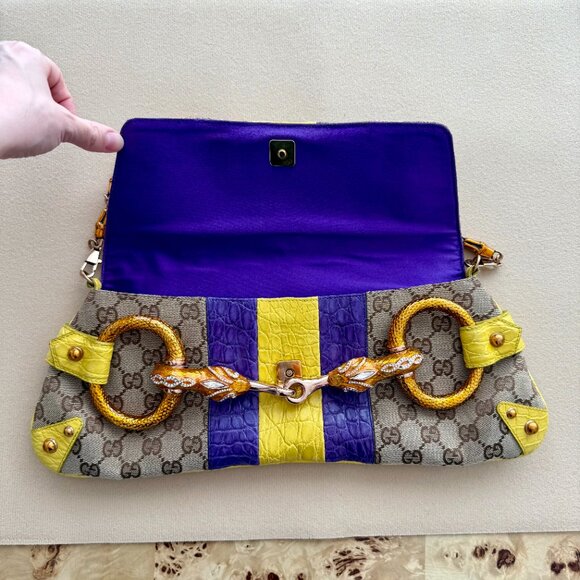 GUCCI by TOM FORD 2004 XL Vintage Runway Ad Campaign Horsebit Chain Bag Crystal - Picture 9 of 14